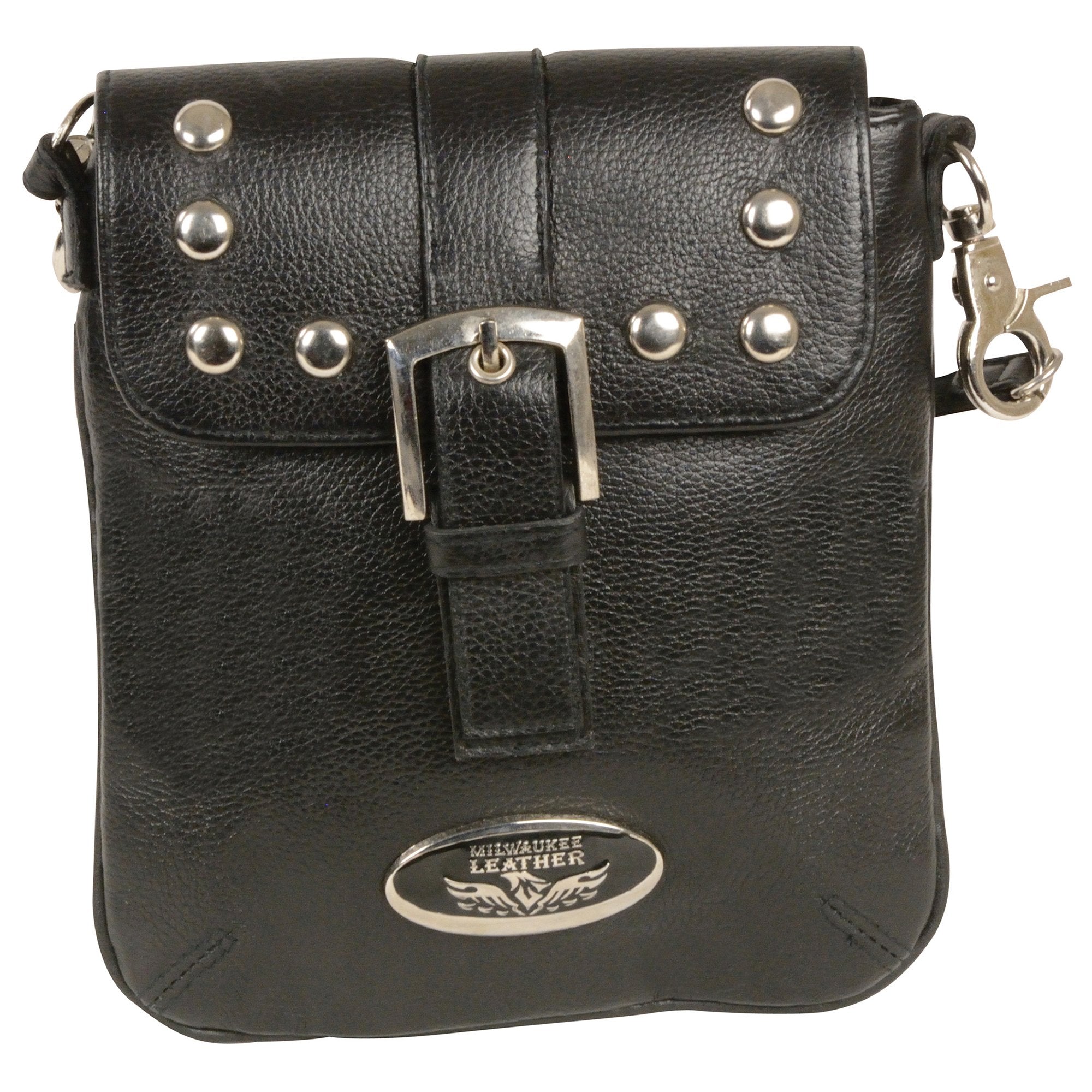 Milwaukee Leather MP8805 Women's Black Small Leather Studded Shoulder Bag