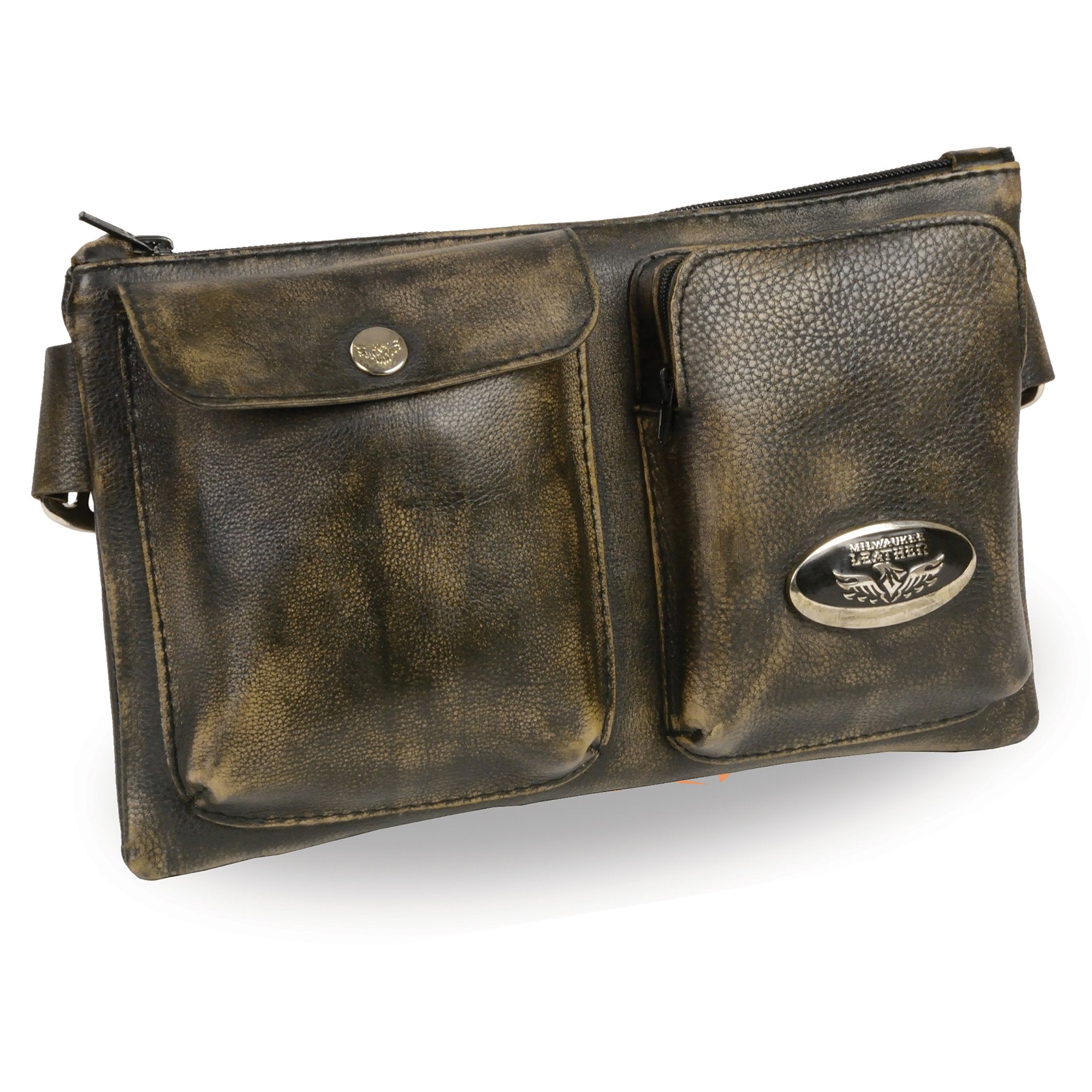 Milwaukee Leather MP8825 Women's Distress Brown Leather Belt Bag with Gun Holster