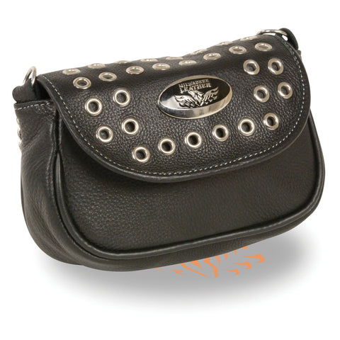 Milwaukee Leather MP8830 Ladies Black Leather Chain Strap Shoulder Bag