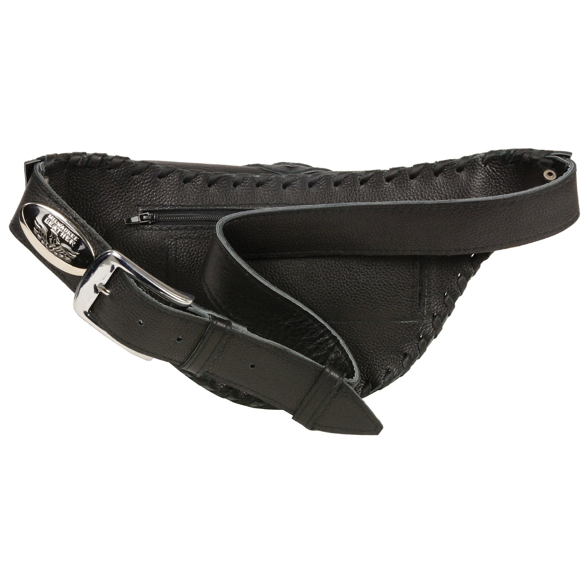 Milwaukee Leather MP8835 Women's Black 'Braided' Hip Belt Bag with Gun Holster