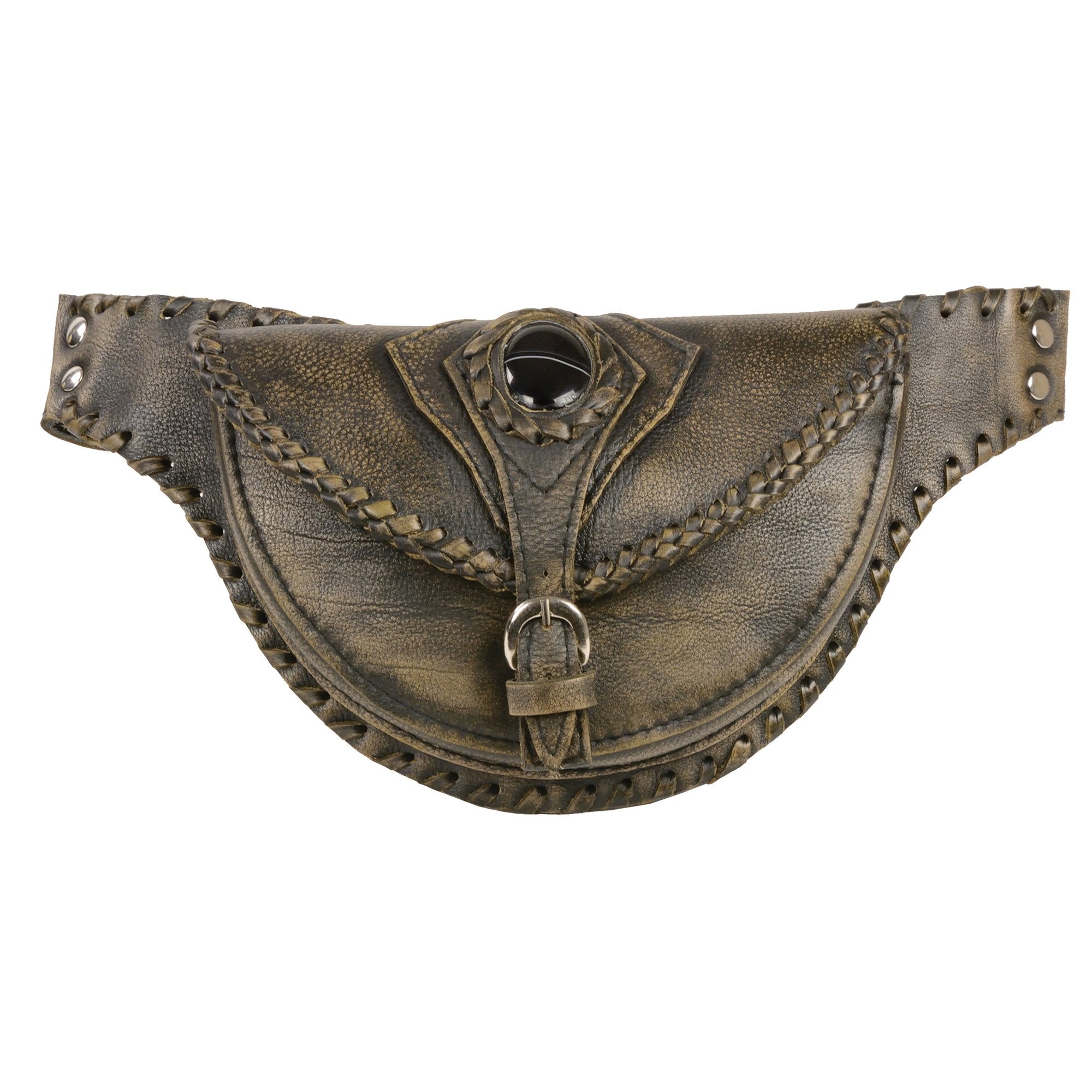 Milwaukee Leather MP8835 Women's Distress Brown 'Braided' Hip Belt Bag with Gun Holster