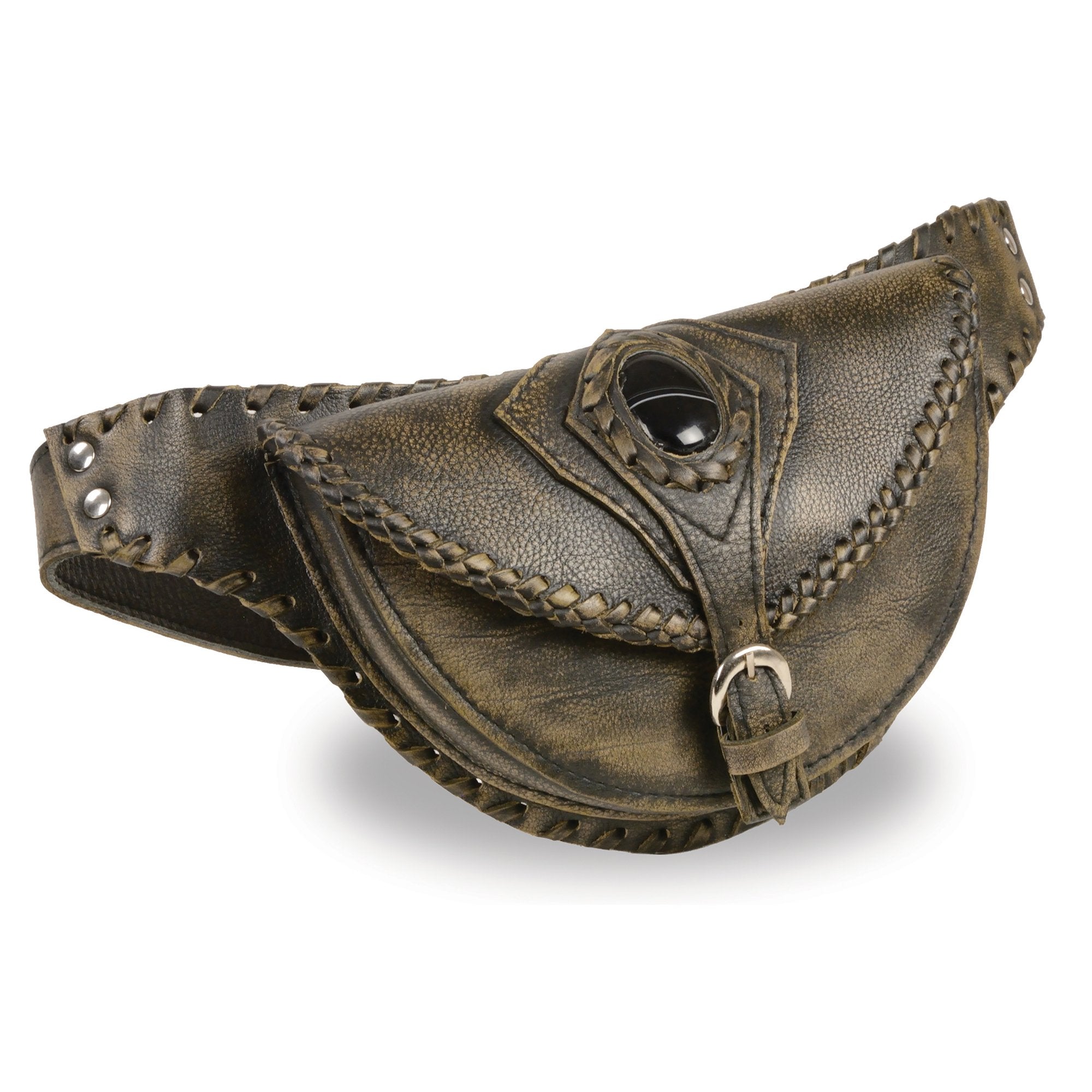 Milwaukee Leather MP8835 Women's Distress Brown 'Braided' Hip Belt Bag with Gun Holster