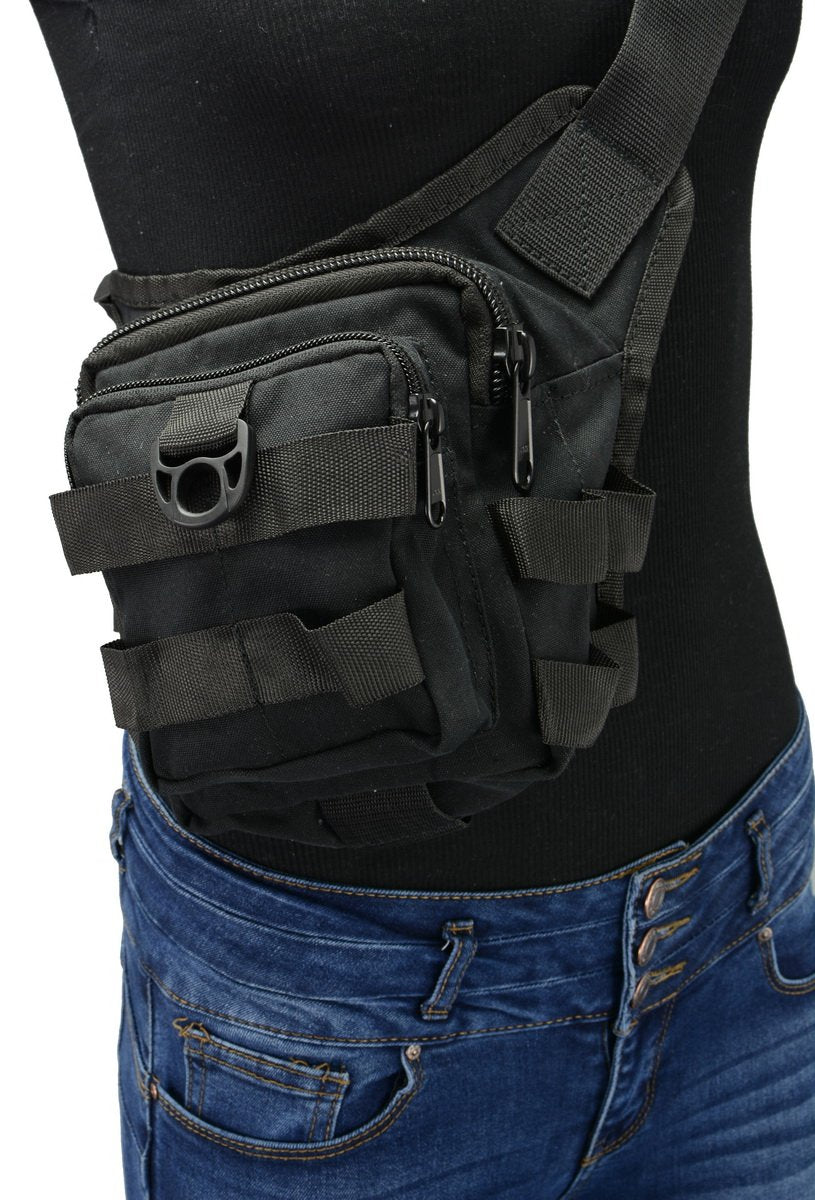Milwaukee Leather MP8841 Black Textile Conceal and Carry Tactical Thigh Bag with Waist Belt