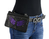 Milwaukee Leather MP8850 Ladies Leather 'Winged' Black and Purple Multi Pocket Belt Bag