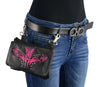 Milwaukee Leather MP8851 Women's Black and Pink Leather Multi Pocket Belt Bag with Gun Holster