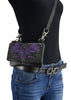 Milwaukee Leather MP8852 Women's Black and Purple Leather Multi Pocket Belt Bag with Gun Holster