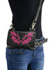 Milwaukee Leather MP8853 Women's 'Flower' Black and Pink Leather Multi Pocket Belt Bag with Gun Holster