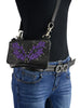 Milwaukee Leather MP8853 Women's 'Flower' Black and Purple Leather Multi Pocket Belt Bag with Gun Holster
