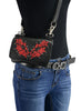 Milwaukee Leather MP8853 Women's 'Flower' Black and Red Leather Multi Pocket Belt Bag with Gun Holster
