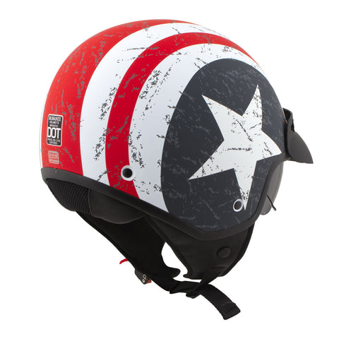 Milwaukee Helmets MPH9701DOT 'Maverick' 3/4 Open Face Stars and Stripes Motorcycle Helmet for Men and Women Biker