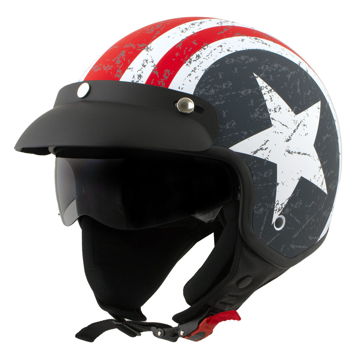 Milwaukee Helmets MPH9701DOT 'Maverick' 3/4 Open Face Stars and Stripes Motorcycle Helmet for Men and Women Biker