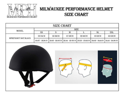 Milwaukee Performance Helmets MPH9710DOT 'Bare Bones' Matte Black Half Helmet