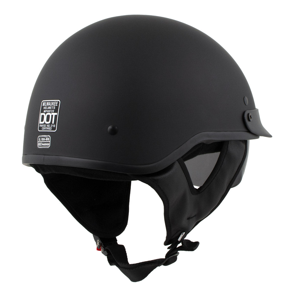 Milwaukee Helmets MPH9718DOT Dot Approved Matte Black 'Momentum' Half Face Motorcycle Helmet for Men and Women Biker w/ Drop Down Tinted Visor