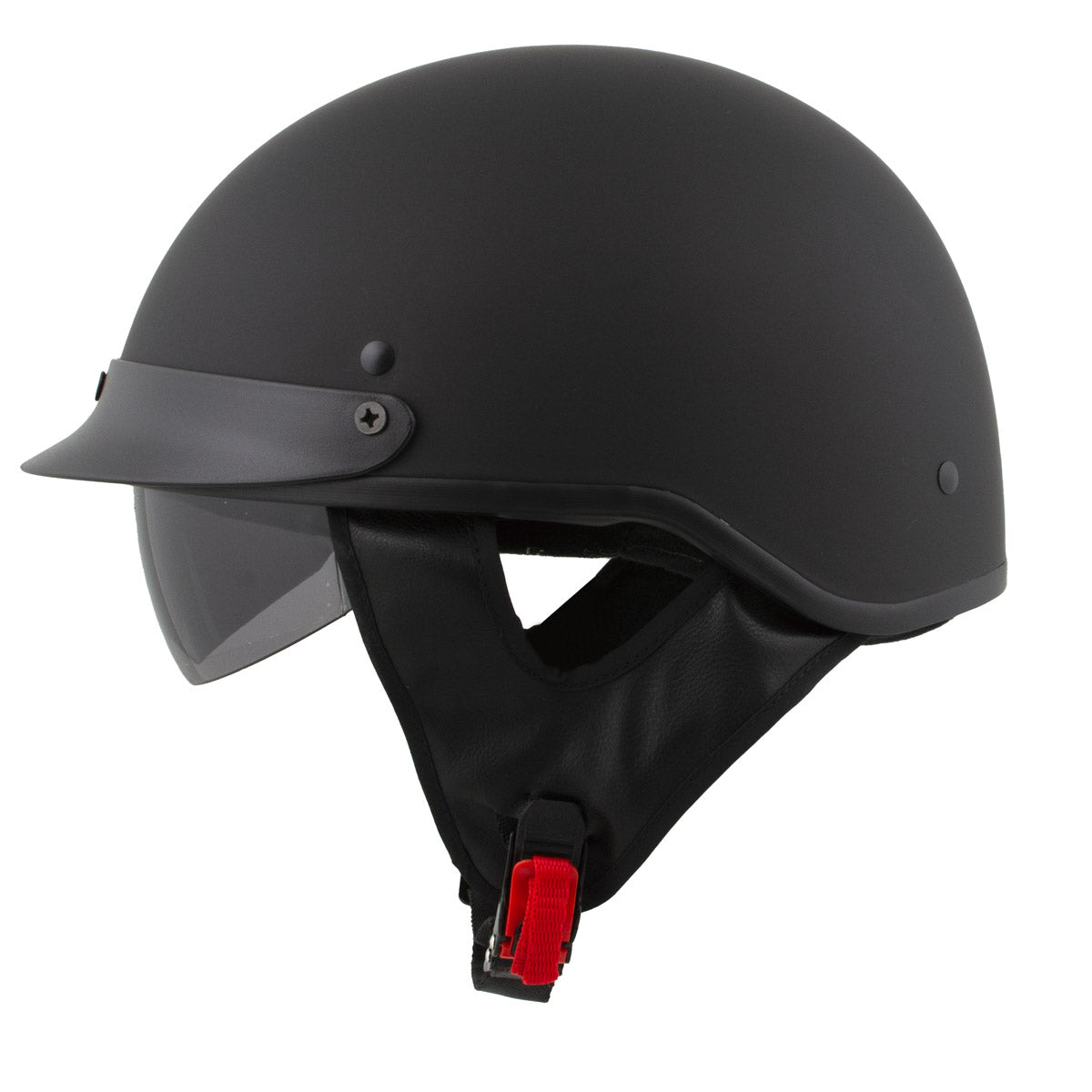 Milwaukee Helmets MPH9718DOT Dot Approved Matte Black 'Momentum' Half Face Motorcycle Helmet for Men and Women Biker w/ Drop Down Tinted Visor