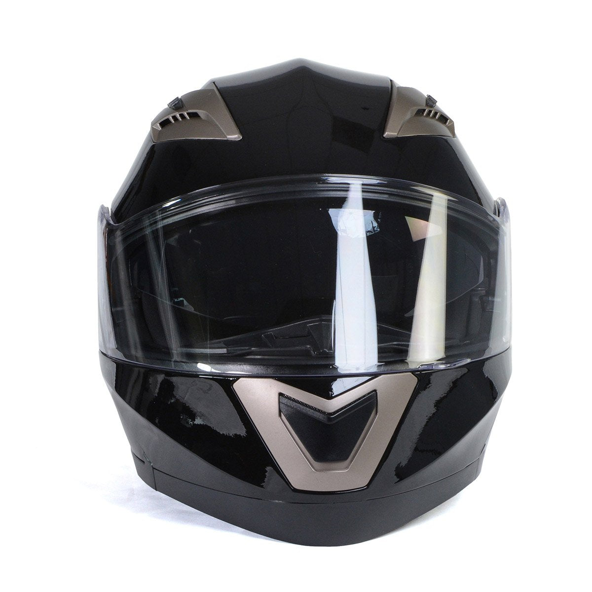 Milwaukee Helmets MPH9806DOT 'Ionized' Gloss Black Advanced Motorcycle Modular Helmet for Men and Women Biker w/ Drop Down Visor