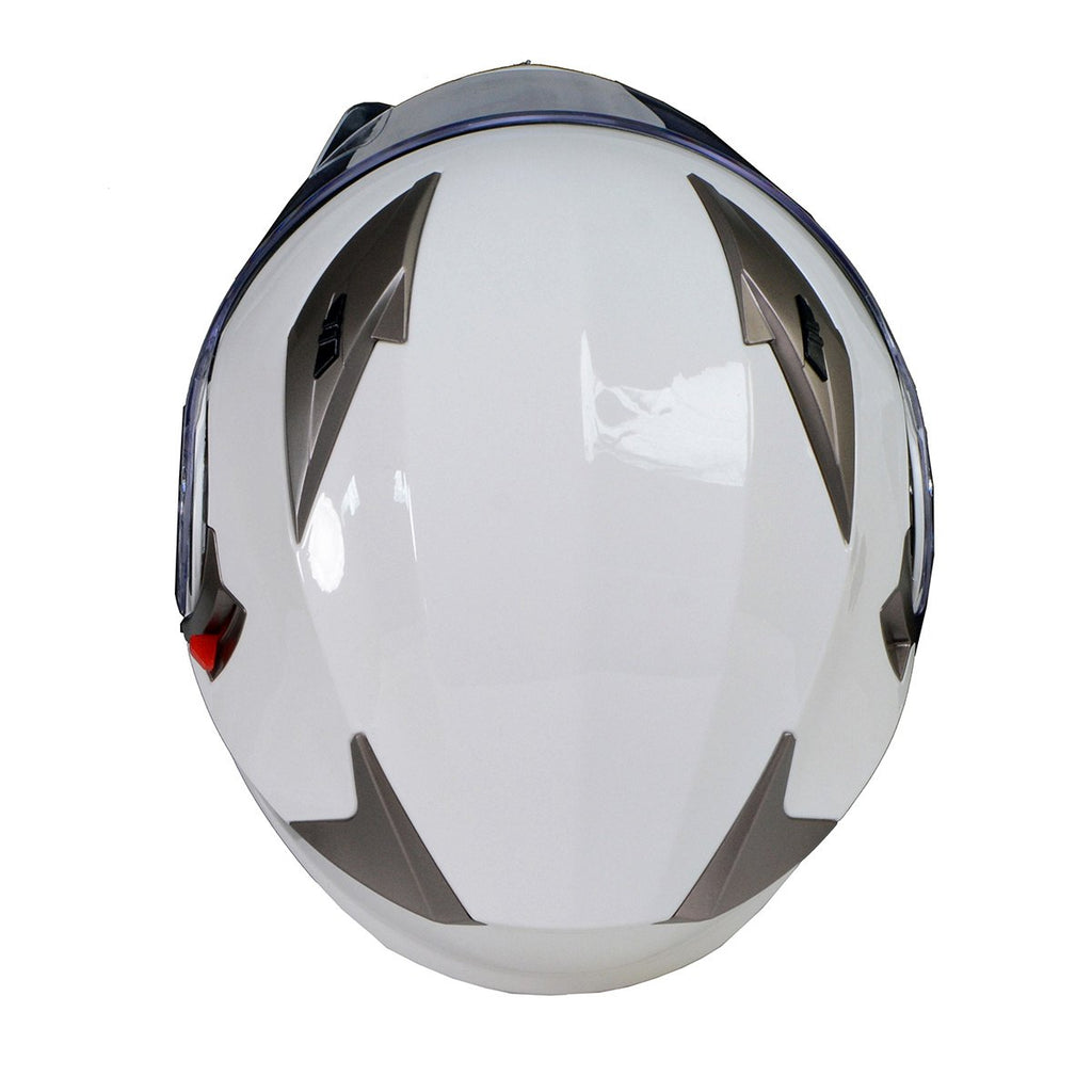 Milwaukee Helmets MPH9807DOT Ionized Gloss White Advanced Motorcycle Modular Helmet Biker w/ Drop Down Visor