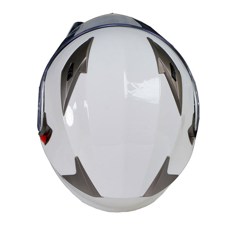 Milwaukee Helmets MPH9807DOT Ionized Gloss White Advanced Motorcycle Modular Helmet Biker w/ Drop Down Visor