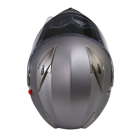 Milwaukee Helmets MPH9808DOT Ionized Silver Advanced Motorcycle Modular Helmet Biker w/ Drop Down Visor