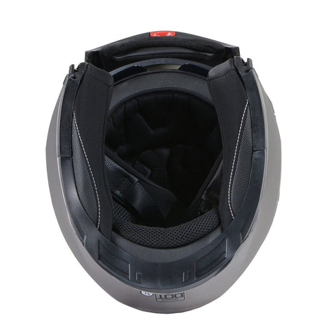 Milwaukee Helmets MPH9808DOT Ionized Silver Advanced Motorcycle Modular Helmet Biker w/ Drop Down Visor