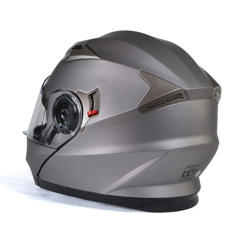 Milwaukee Helmets MPH9808DOT 'Ionized' Silver Advanced Motorcycle Modular Helmet for Men and Women Biker w/ Drop Down Visor