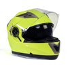 Milwaukee Helmets MPH9809DOT 'Ionized' Neon Yellow Advanced Motorcycle Modular Helmet for Men and Women Biker w/ Drop Down Visor