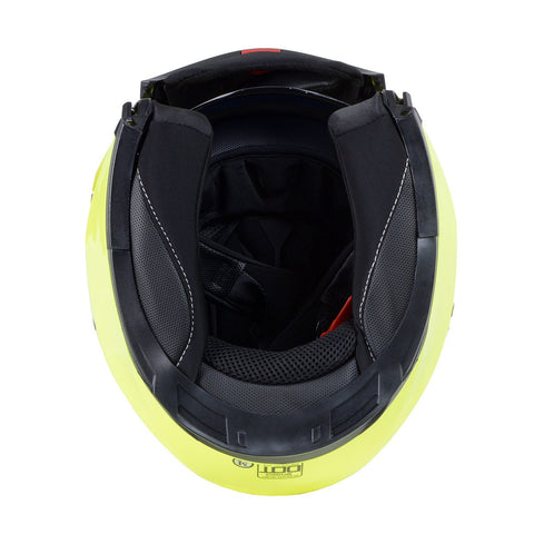 Milwaukee Helmets MPH9809DOT 'Ionized' Neon Yellow Advanced Motorcycle Modular Helmet for Men and Women Biker w/ Drop Down Visor