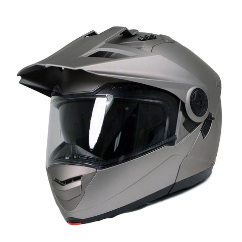 Milwaukee Helmets MPH9821DOT Gloss Black 'Ominous' Dual Sport Advanced Motorcycle Modular Helmet for Men and Women Biker