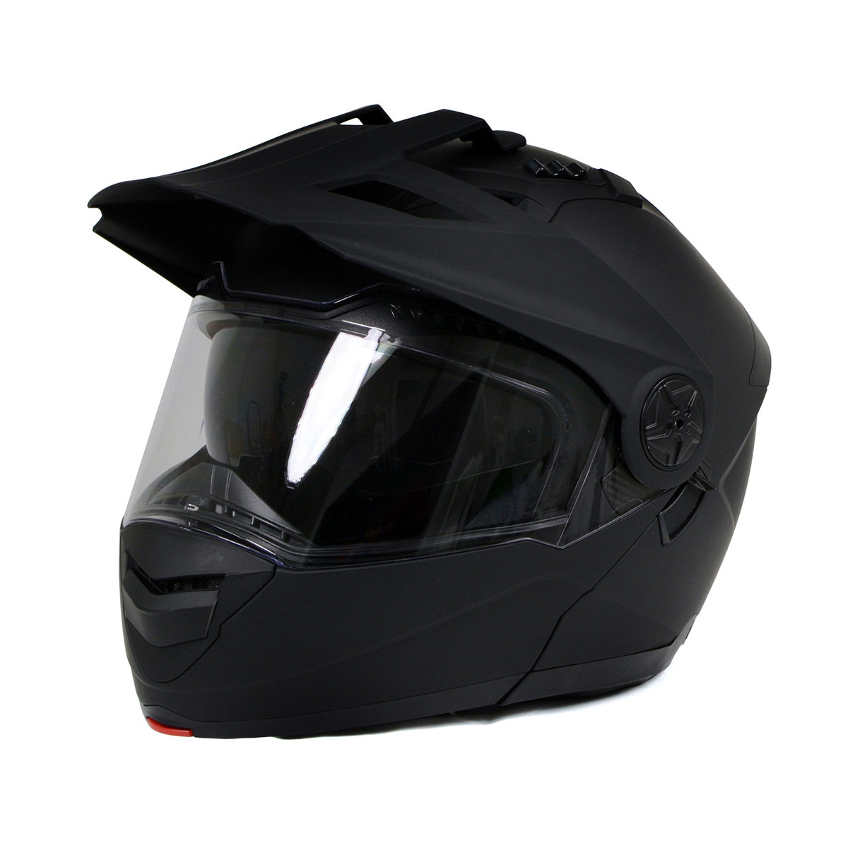 Milwaukee Helmets MPH9820DOT Flat Black 'Ominous' Dual Sport Advanced Motorcycle Modular Helmet for Men and Women Biker