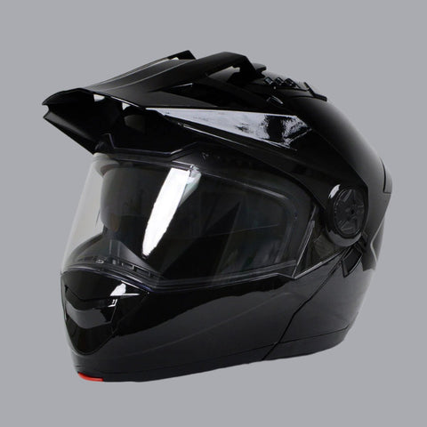 Milwaukee Helmets MPH9821DOT Gloss Black 'Ominous' Dual Sport Advanced Motorcycle Modular Helmet for Men and Women Biker