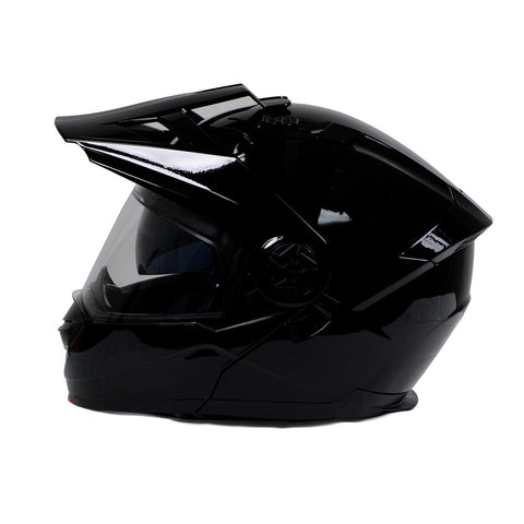 Milwaukee Helmets MPH9821DOT Gloss Black 'Ominous' Dual Sport Advanced Motorcycle Modular Helmet for Men and Women Biker