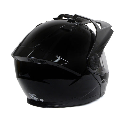 Milwaukee Helmets MPH9821DOT Gloss Black 'Ominous' Dual Sport Advanced Motorcycle Modular Helmet for Men and Women Biker