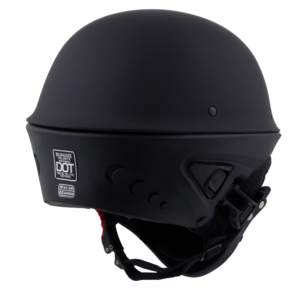 Milwaukee Helmets MPH9830DOT 'Rascal' 3/4 Open Face Flat Black 2 in 1 Motorcycle Helmet for Men and Women Biker