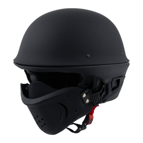 Milwaukee Helmets MPH9830DOT 'Rascal' 3/4 Open Face Flat Black 2 in 1 Motorcycle Helmet for Men and Women Biker