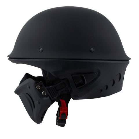 Milwaukee Helmets MPH9830DOT 'Rascal' 3/4 Open Face Flat Black 2 in 1 Motorcycle Helmet for Men and Women Biker