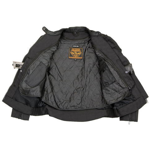 Milwaukee Leather SH1954 Women's Black Textile Jacket with Stud and Wings Detailing
