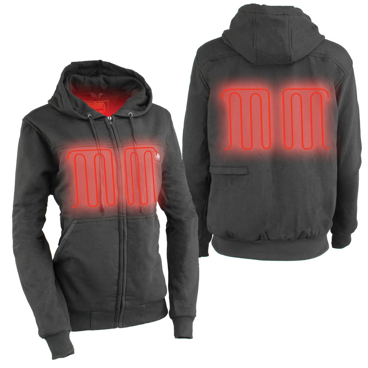 Milwaukee Leather MPL2713SET Women's Black Hoodie with Heating Elements (Battery Pack Included)