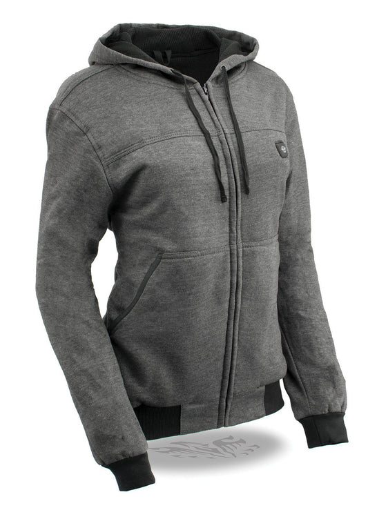 Milwaukee Leather MPL2713SET Women's Grey 'Heated' Zipper Front Hoodie (Battery Pack Included) - Milwaukee Leather Womens Heated Hoodies