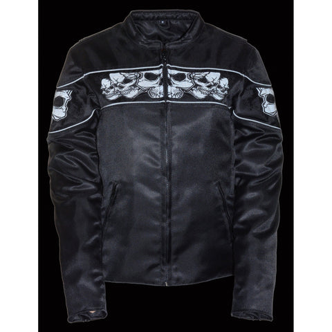 Milwaukee Leather MPL2730 Women's Crossover Textile Scooter Jacket with Reflective Skulls - Milwaukee Performance Textile Jackets