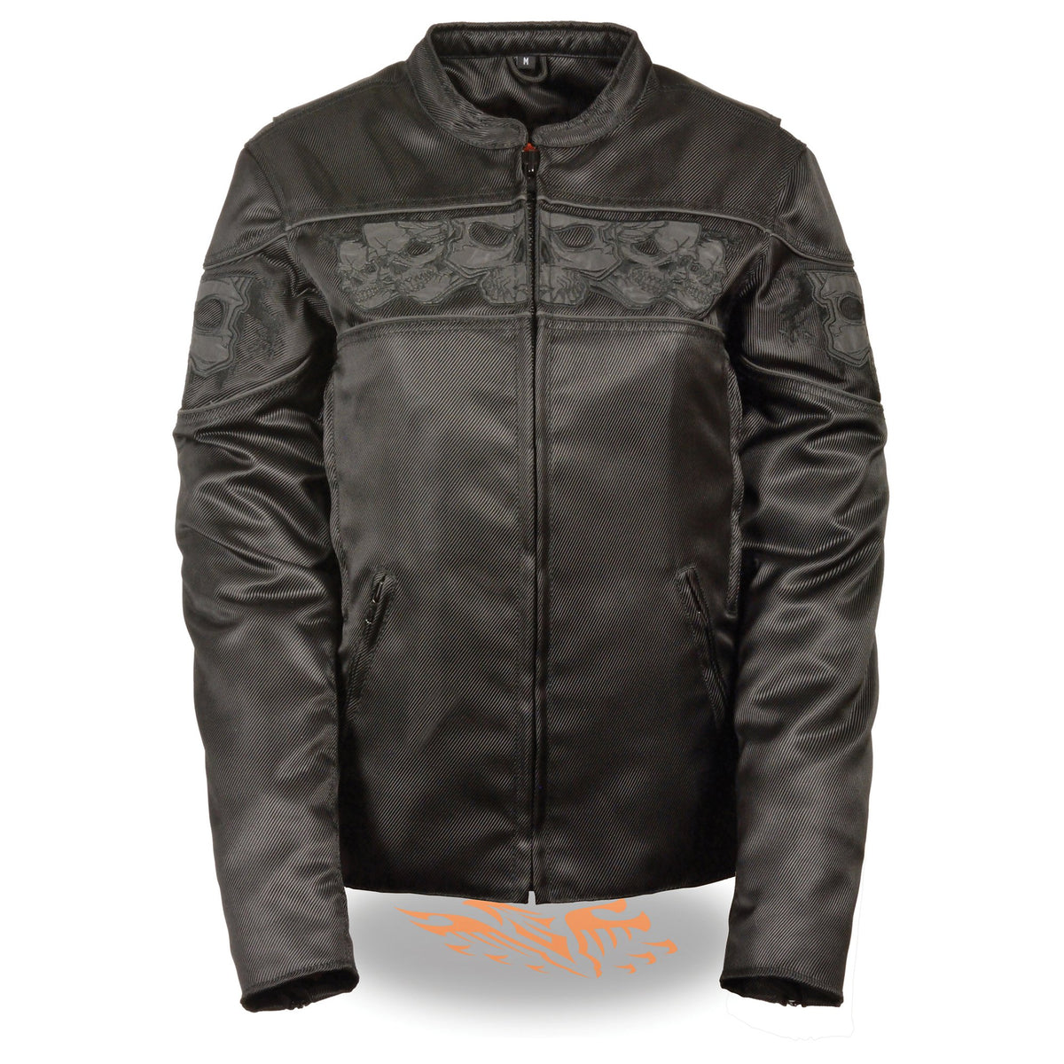 Milwaukee Leather MPL2730 Women's Crossover Textile Scooter Jacket with Reflective Skulls - Milwaukee Performance Textile Jackets
