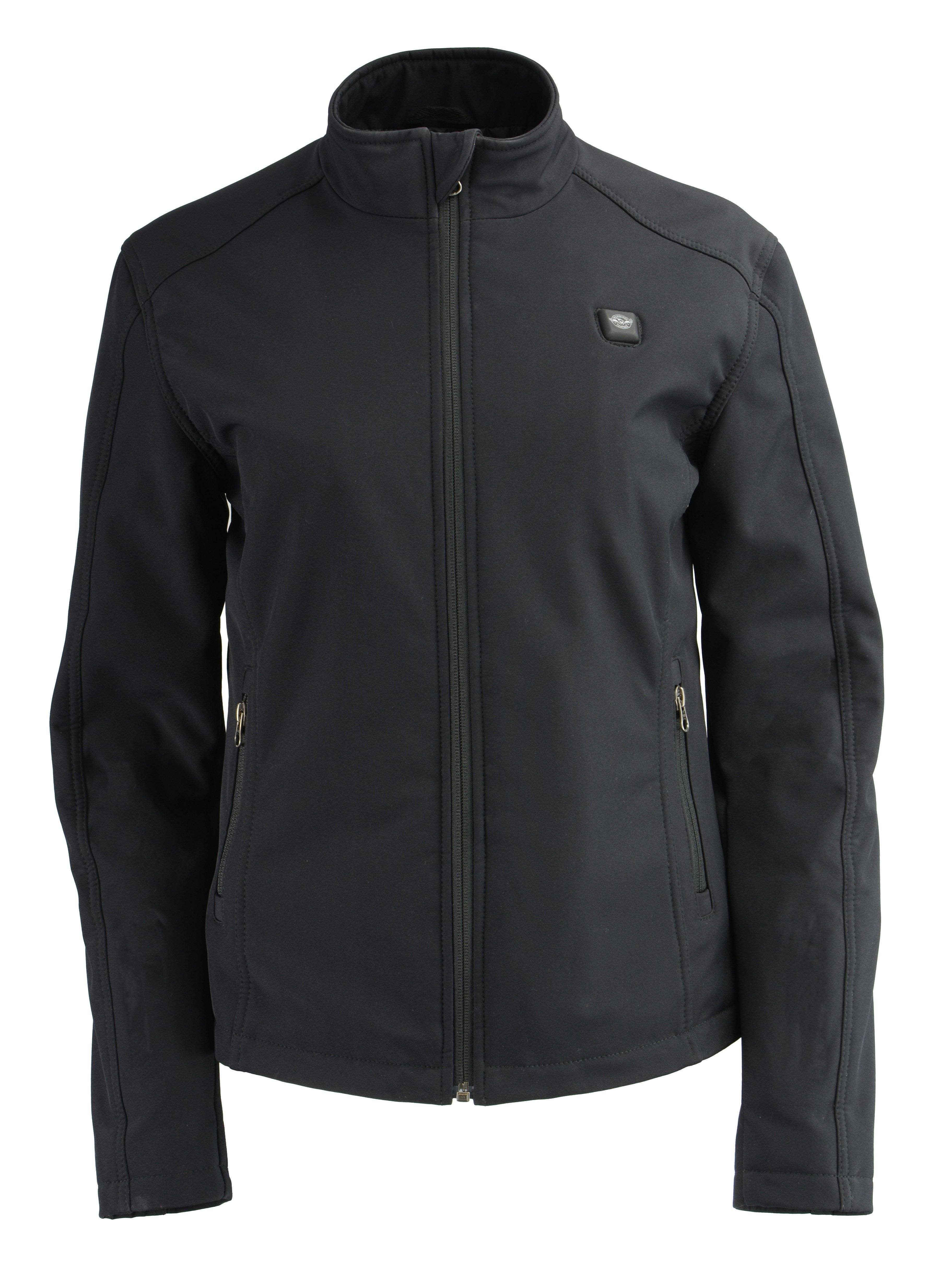 Milwaukee Leather MPL2760SET Women's Black Soft Shell Jacket with Heating Element and Included Battery Pack