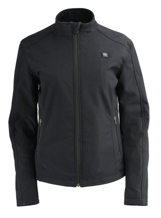 Milwaukee Leather MPL2760SET Women's Black Soft Shell Jacket with Heating Element and Included Battery Pack