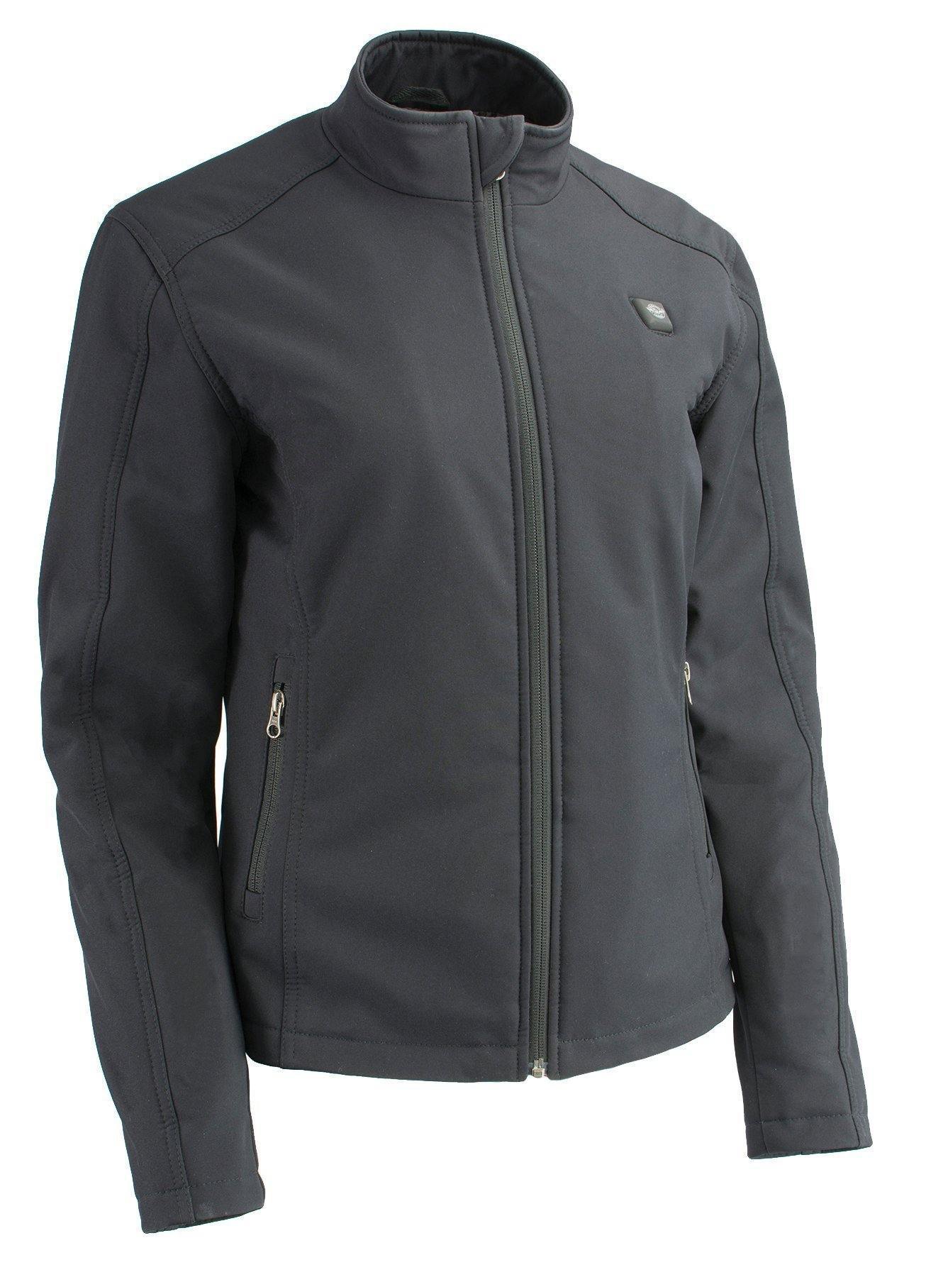 Milwaukee Leather MPL2760SET Women's Black Soft Shell Jacket with Heating Element and Included Battery Pack