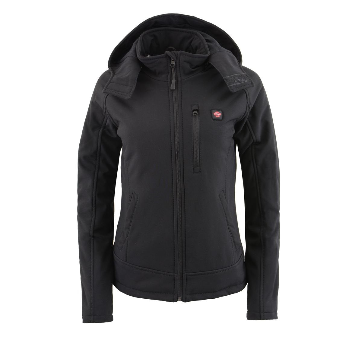 Milwaukee Leather MPL2767SET Women's Black 'Heated' Soft Shell Hooded Jacket (Battery Pack Included)