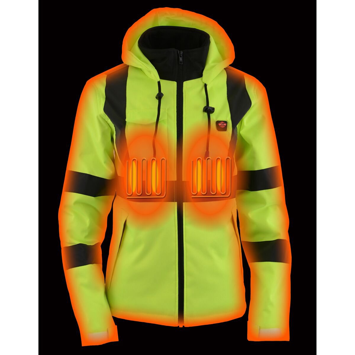 Milwaukee Leather MPL2773SET Women's High-Viz 'Heated' Textile Jacket (Battery Pack Included)