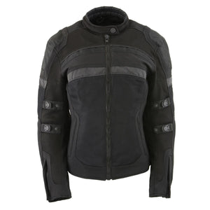 Milwaukee Leather MPL2775 Ladies Black Armored Textile and Mesh Racing Jacket