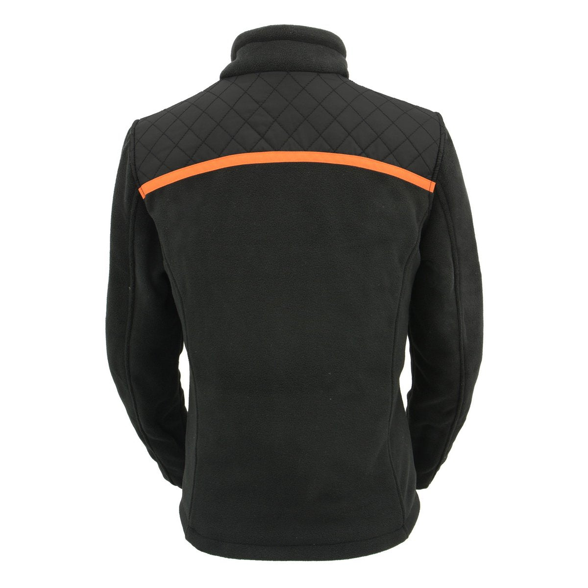 Milwaukee Leather MPL2783 Women's Black Micro Fleece Zipper Front Jacket with Orange Stripe