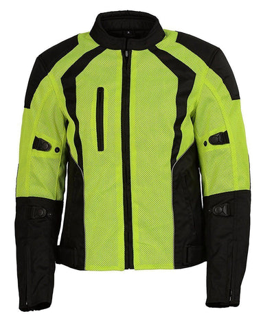 Milwaukee Leather MPL2793 High Vis Green with Black Armored Textile Motorcycle Jacket for Women - All Season Mesh Jacket