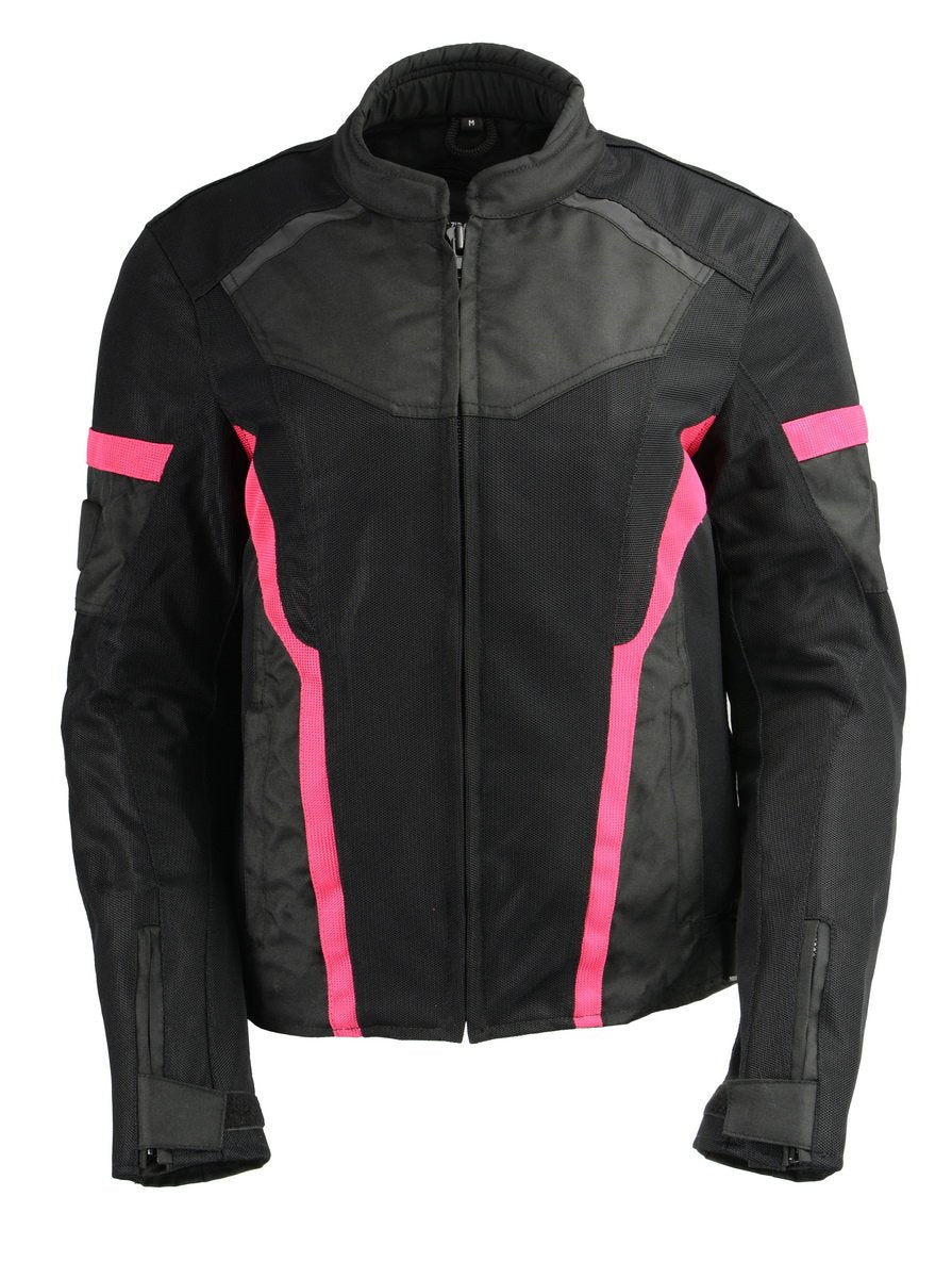 Milwaukee Leather MPL2794 Women's Black and Pink Mesh Racer Jacket with Gun Pockets - Milwaukee Leather Womens Textile Jackets