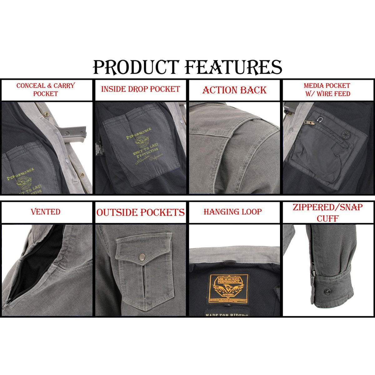 Milwaukee Performance MPM1621 Men's Grey Armored Denim Shirt with Aramid® by DuPont™ Fibers