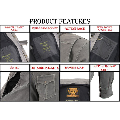 Milwaukee Performance MPM1621 Men's Grey Armored Denim Shirt with Aramid® by DuPont™ Fibers